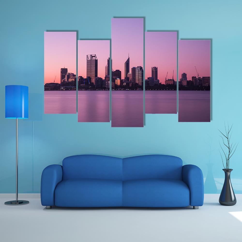 Cityscape In Perth Canvas Wall Art-5 Pop-Gallery Wrap-47" x 32"-Tiaracle