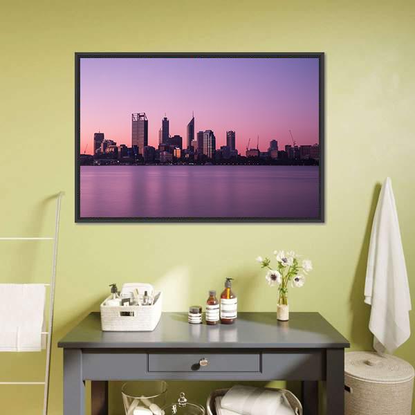 Cityscape In Perth Canvas Wall Art-3 Horizontal-Gallery Wrap-25" x 16"-Tiaracle