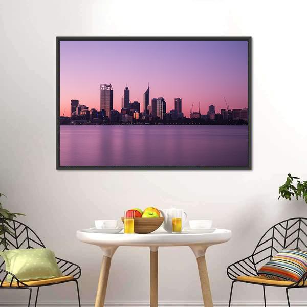 Cityscape In Perth Canvas Wall Art-1 Piece-Floating Frame-24" x 16"-Tiaracle