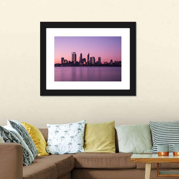 Cityscape In Perth Canvas Wall Art-1 Piece-Framed Print-20" x 16"-Tiaracle