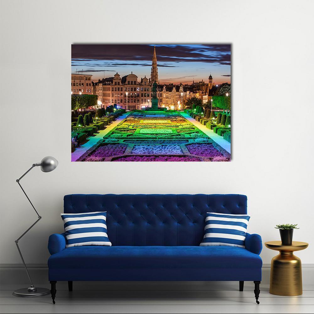 Cityscape Of Brussels Canvas Wall Art-4 Horizontal-Gallery Wrap-34" x 24"-Tiaracle