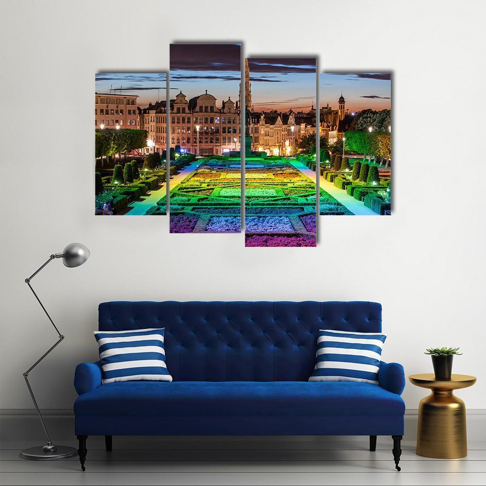 Cityscape Of Brussels Canvas Wall Art-4 Pop-Gallery Wrap-50" x 32"-Tiaracle