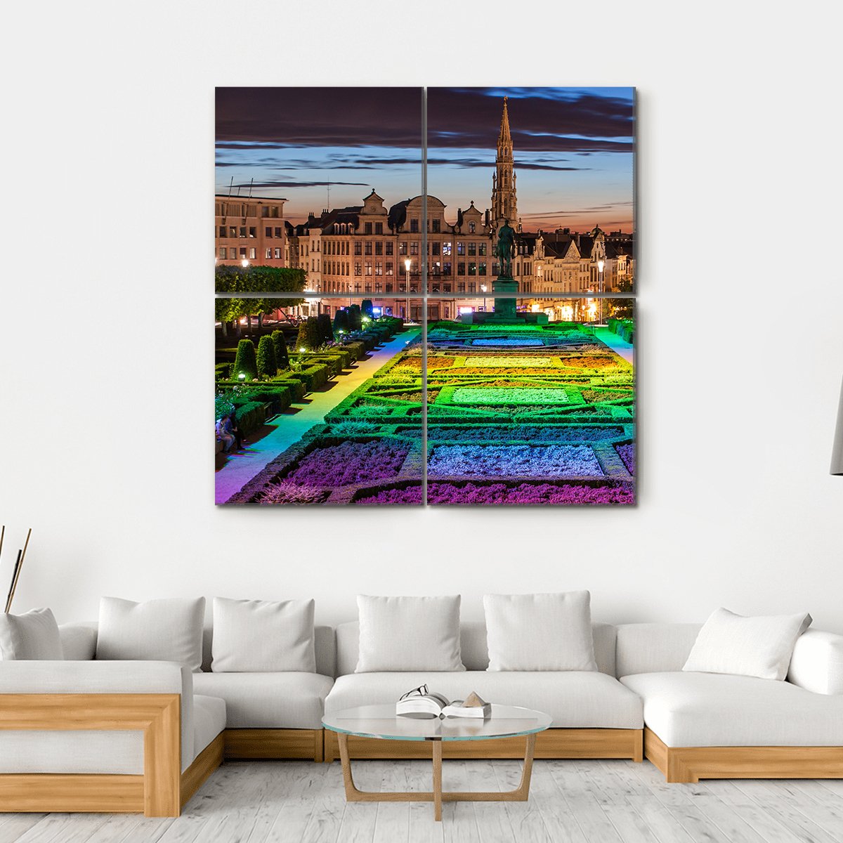Cityscape Of Brussels Canvas Wall Art-4 Square-Gallery Wrap-17" x 17"-Tiaracle