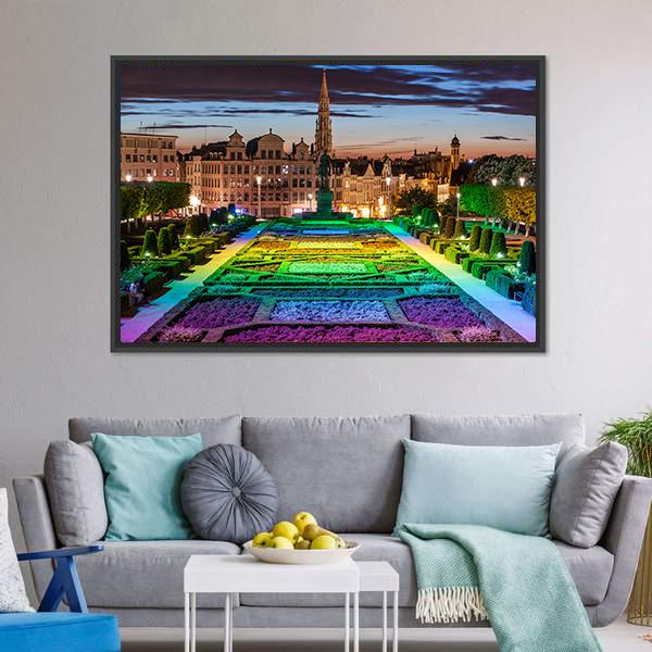 Cityscape Of Brussels Canvas Wall Art-1 Piece-Floating Frame-24" x 16"-Tiaracle