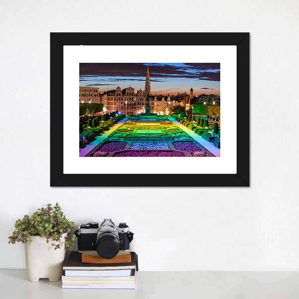 Cityscape Of Brussels Canvas Wall Art-1 Piece-Framed Print-20" x 16"-Tiaracle