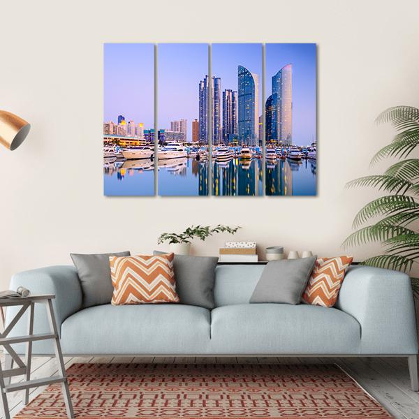 Cityscape Of Busan Canvas Wall Art-4 Horizontal-Gallery Wrap-34" x 24"-Tiaracle