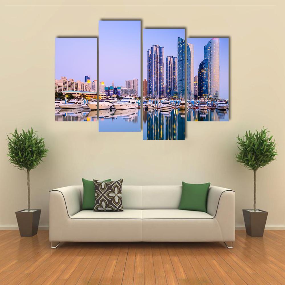 Cityscape Of Busan Canvas Wall Art-4 Pop-Gallery Wrap-50" x 32"-Tiaracle