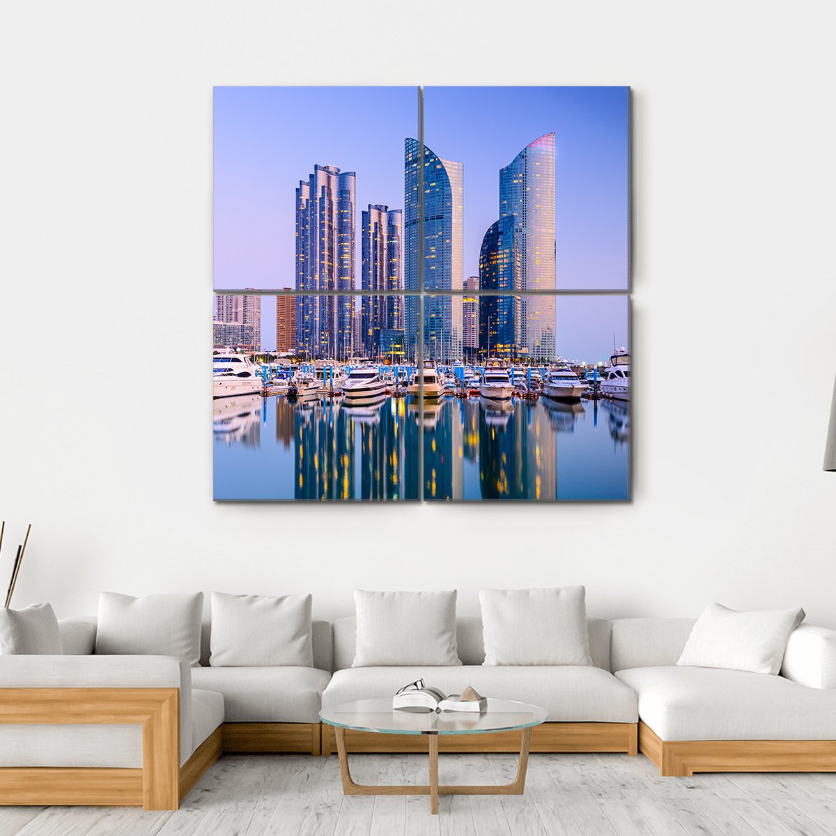 Cityscape Of Busan Canvas Wall Art-4 Square-Gallery Wrap-17" x 17"-Tiaracle