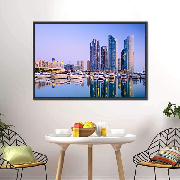 Cityscape Of Busan Canvas Wall Art-1 Piece-Floating Frame-24" x 16"-Tiaracle