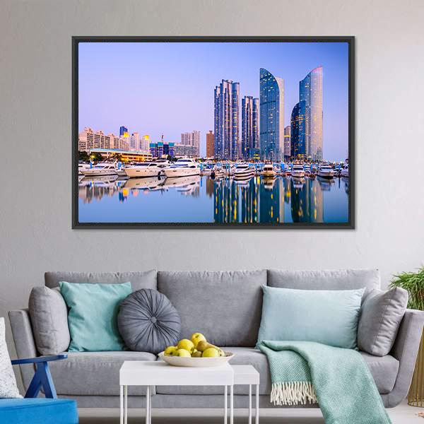 Cityscape Of Busan Canvas Wall Art-3 Horizontal-Gallery Wrap-25" x 16"-Tiaracle