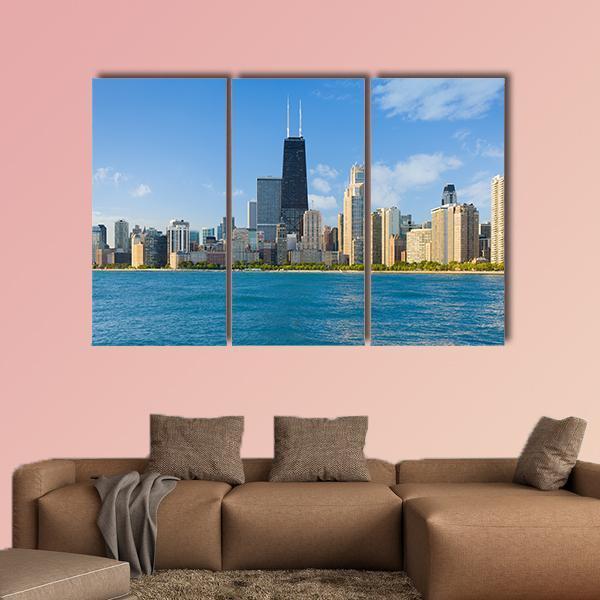Cityscape Of Chicago Canvas Wall Art-3 Horizontal-Gallery Wrap-25" x 16"-Tiaracle