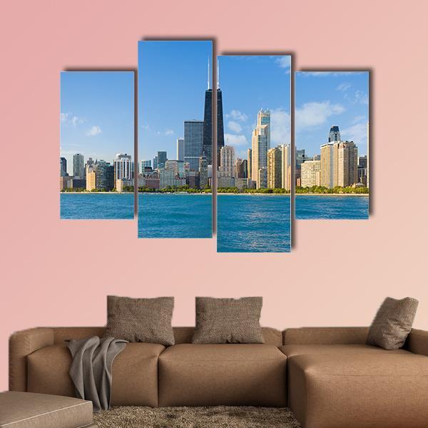 Cityscape Of Chicago Canvas Wall Art-3 Horizontal-Gallery Wrap-25" x 16"-Tiaracle
