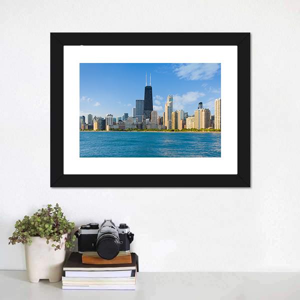 Cityscape Of Chicago Canvas Wall Art-3 Horizontal-Gallery Wrap-25" x 16"-Tiaracle