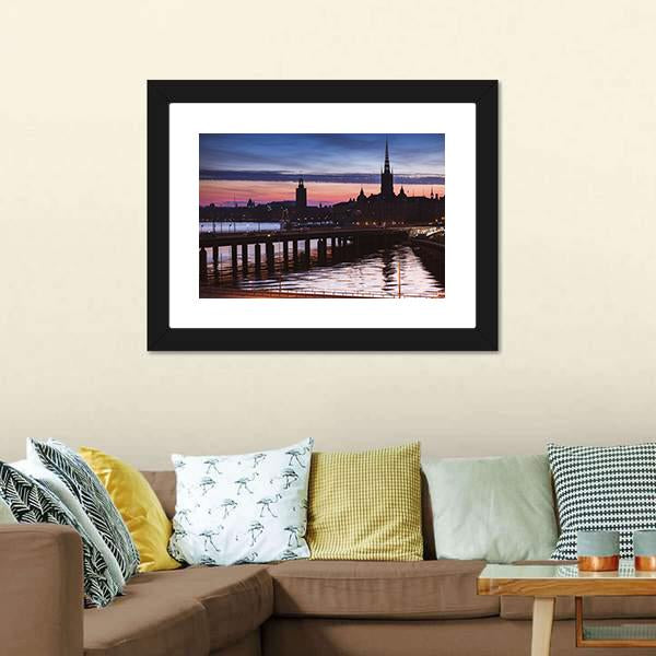 Cityscape Of Gamla Stan City Canvas Wall Art-1 Piece-Framed Print-20" x 16"-Tiaracle
