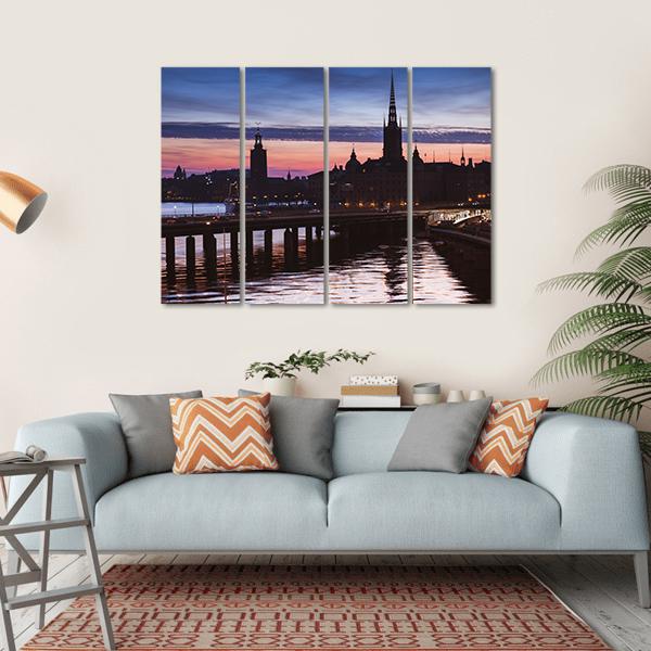 Cityscape Of Gamla Stan City Canvas Wall Art-4 Horizontal-Gallery Wrap-34" x 24"-Tiaracle