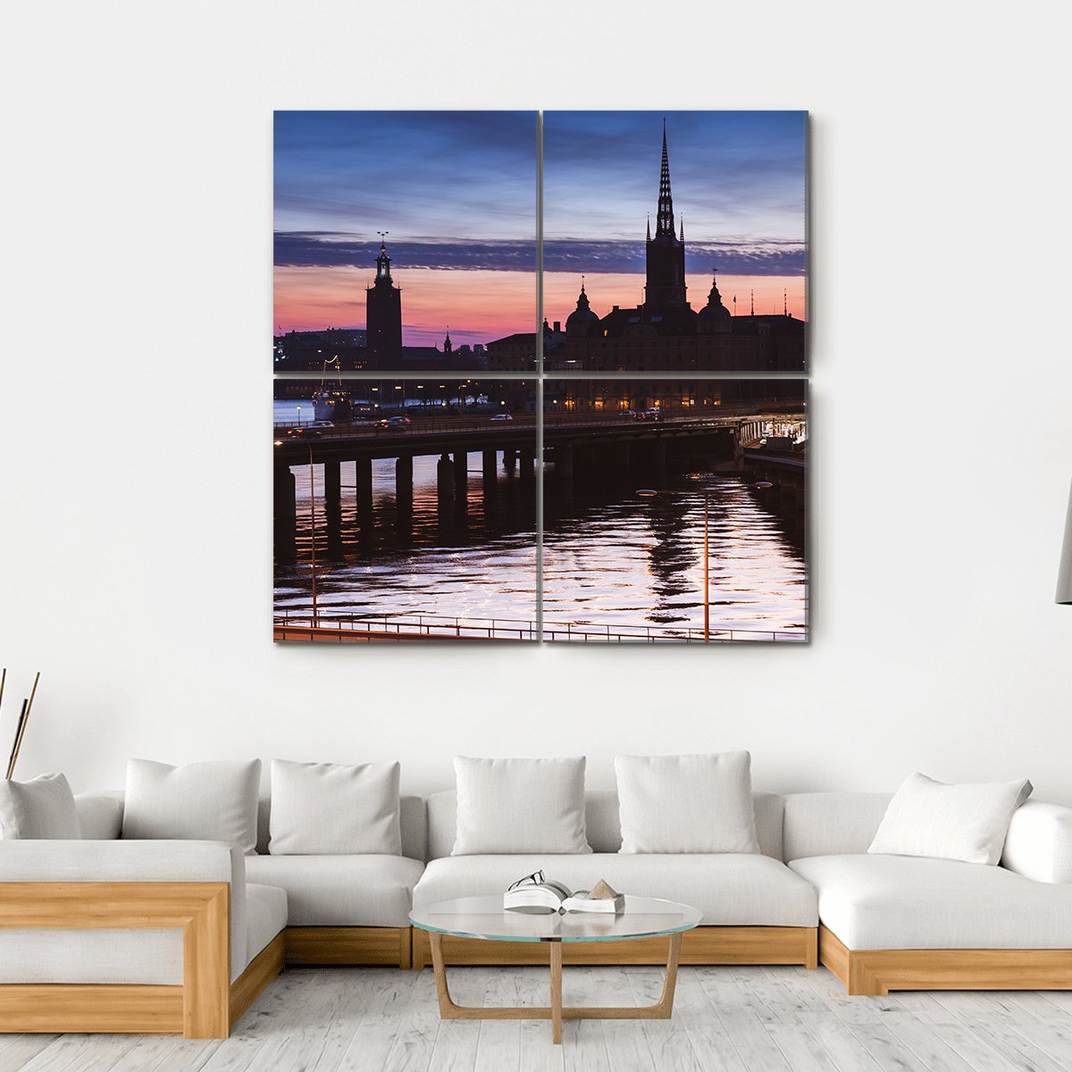 Cityscape Of Gamla Stan City Canvas Wall Art-4 Square-Gallery Wrap-17" x 17"-Tiaracle