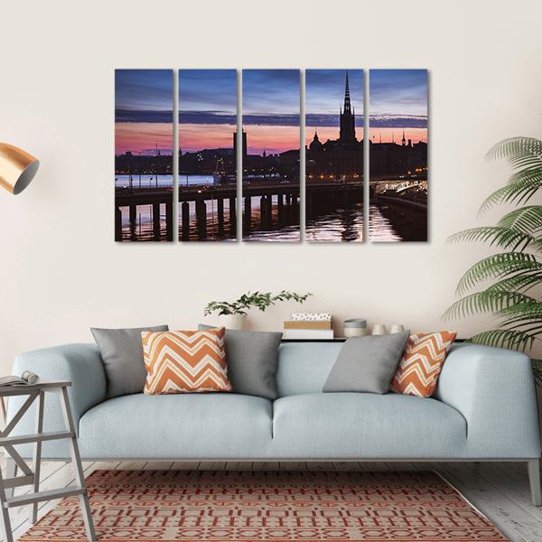 Cityscape Of Gamla Stan City Canvas Wall Art-5 Horizontal-Gallery Wrap-22" x 12"-Tiaracle
