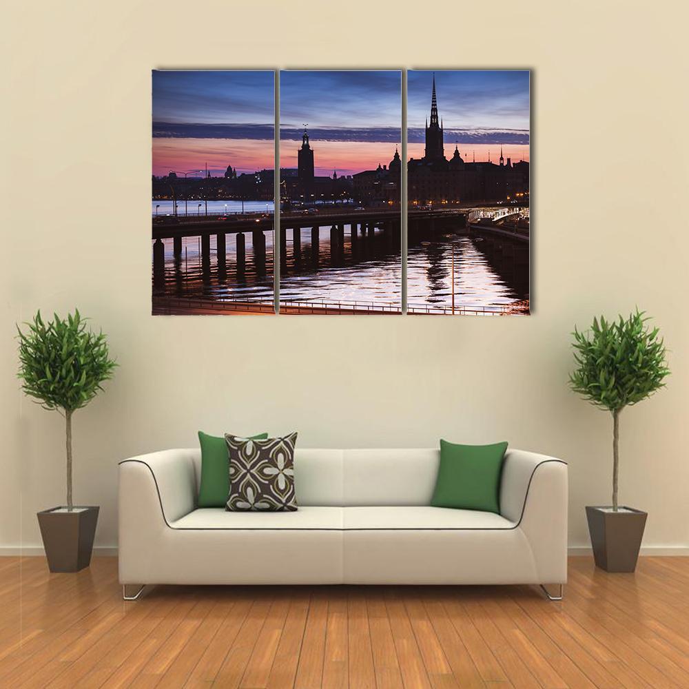 Cityscape Of Gamla Stan City Canvas Wall Art-3 Horizontal-Gallery Wrap-37" x 24"-Tiaracle