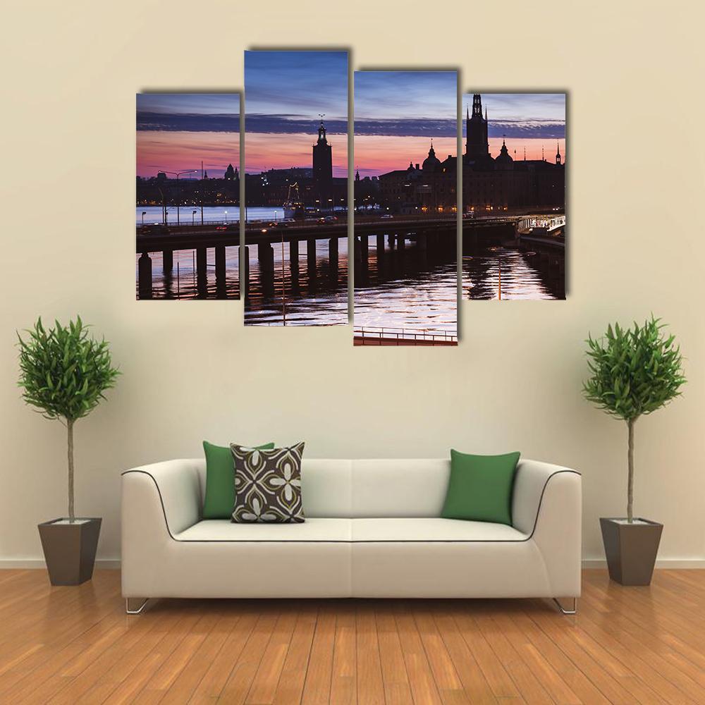 Cityscape Of Gamla Stan City Canvas Wall Art-4 Pop-Gallery Wrap-50" x 32"-Tiaracle