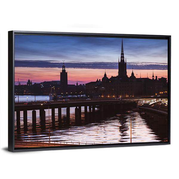 Cityscape Of Gamla Stan City Canvas Wall Art-3 Horizontal-Gallery Wrap-25" x 16"-Tiaracle