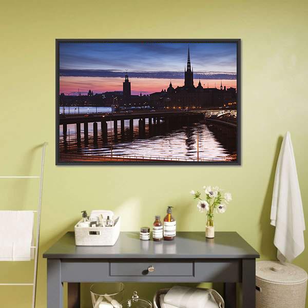 Cityscape Of Gamla Stan City Canvas Wall Art-3 Horizontal-Gallery Wrap-25" x 16"-Tiaracle