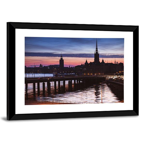 Cityscape Of Gamla Stan City Canvas Wall Art-3 Horizontal-Gallery Wrap-25" x 16"-Tiaracle