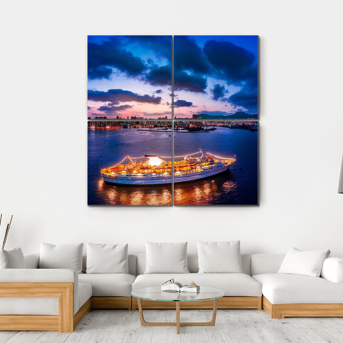 Cityscape Of Kowloon Canvas Wall Art-4 Square-Gallery Wrap-17" x 17"-Tiaracle