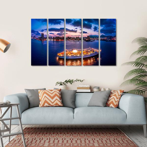 Cityscape Of Kowloon Canvas Wall Art-5 Horizontal-Gallery Wrap-22" x 12"-Tiaracle
