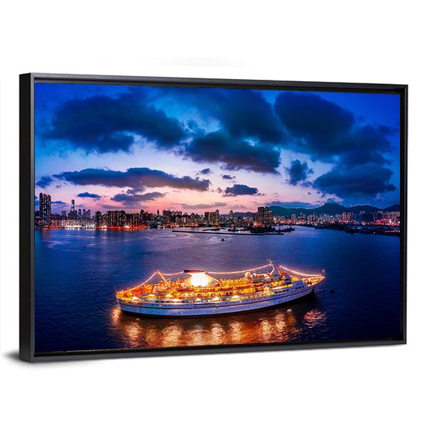 Cityscape Of Kowloon Canvas Wall Art-5 Horizontal-Gallery Wrap-22" x 12"-Tiaracle