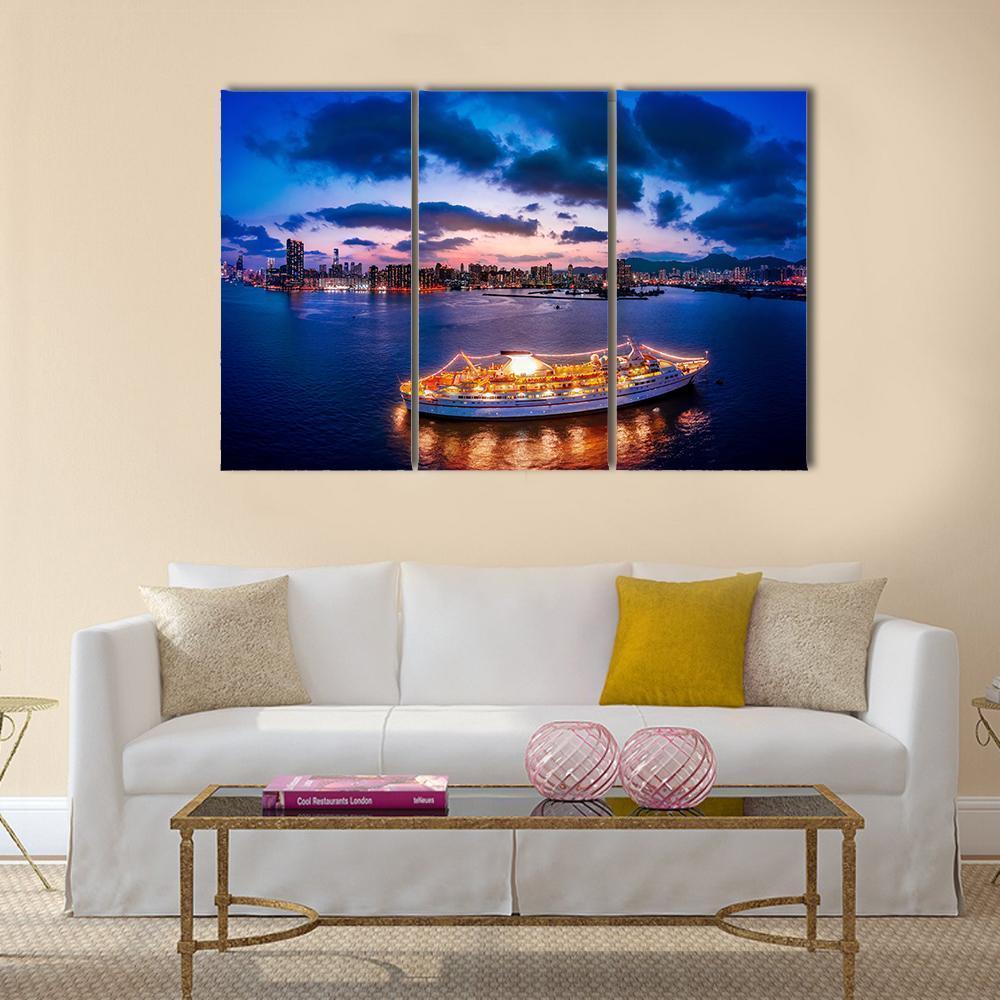Cityscape Of Kowloon Canvas Wall Art-3 Horizontal-Gallery Wrap-37" x 24"-Tiaracle