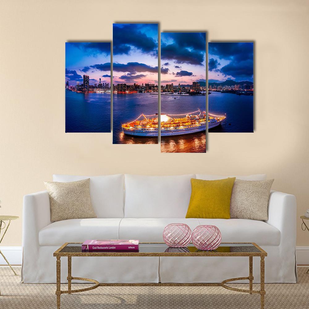 Cityscape Of Kowloon Canvas Wall Art-4 Pop-Gallery Wrap-50" x 32"-Tiaracle