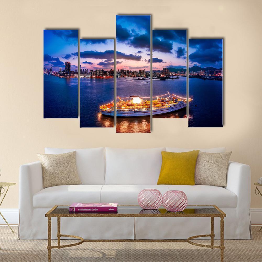 Cityscape Of Kowloon Canvas Wall Art-5 Pop-Gallery Wrap-47" x 32"-Tiaracle