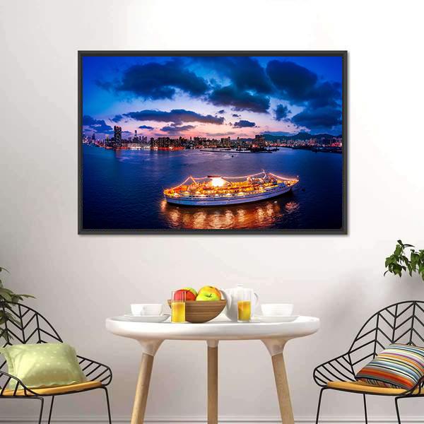 Cityscape Of Kowloon Canvas Wall Art-1 Piece-Floating Frame-24" x 16"-Tiaracle