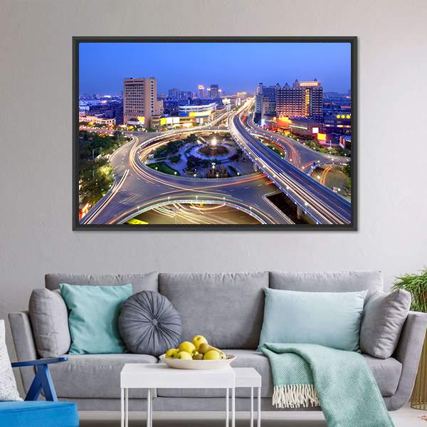 Cityscape Of Nanchang Canvas Wall Art-5 Horizontal-Gallery Wrap-22" x 12"-Tiaracle