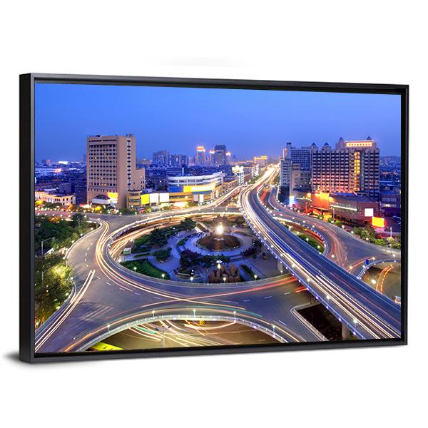 Cityscape Of Nanchang Canvas Wall Art-5 Horizontal-Gallery Wrap-22" x 12"-Tiaracle