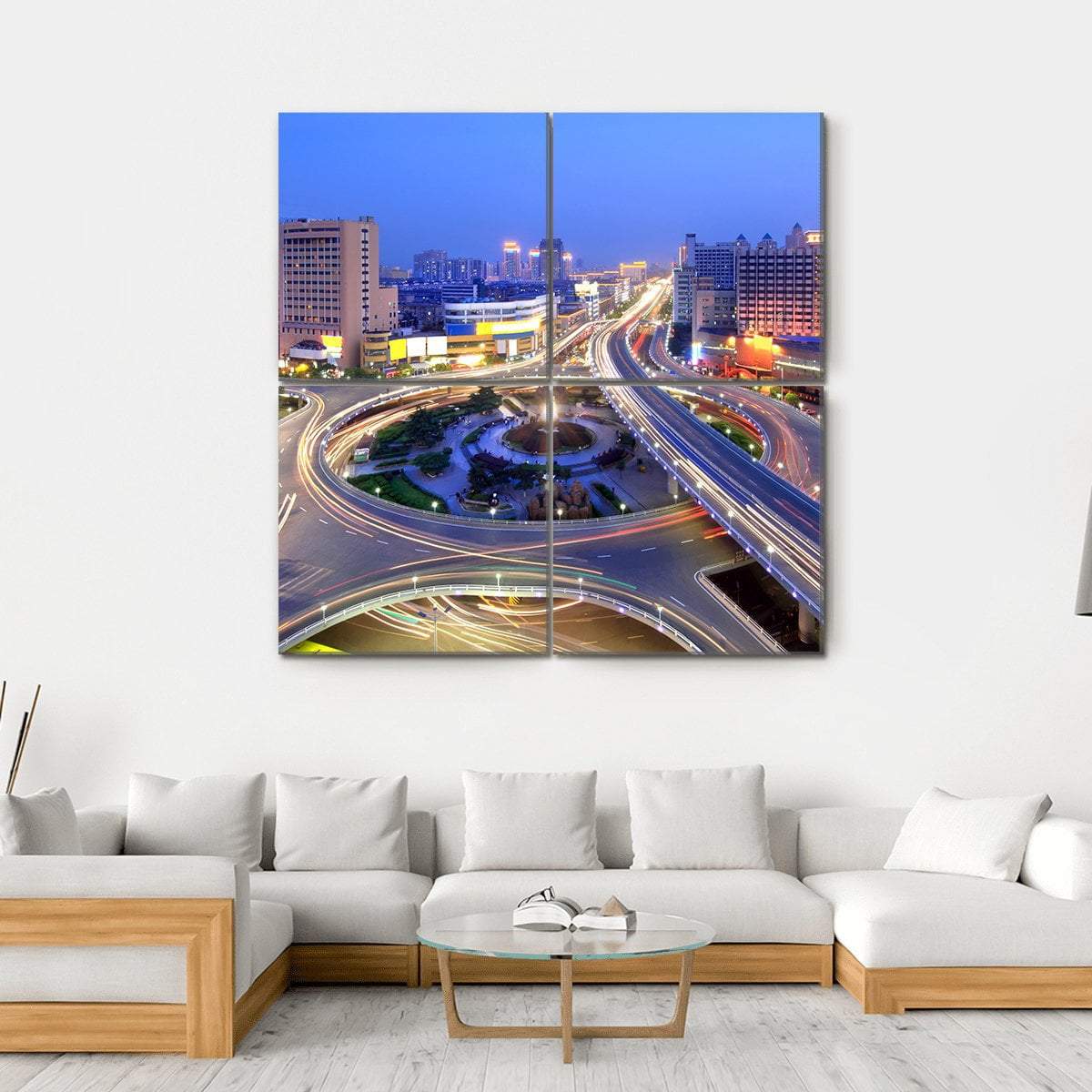 Cityscape Of Nanchang Canvas Wall Art-4 Square-Gallery Wrap-17" x 17"-Tiaracle