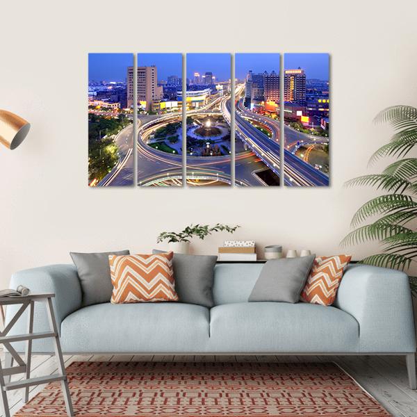 Cityscape Of Nanchang Canvas Wall Art-5 Horizontal-Gallery Wrap-22" x 12"-Tiaracle