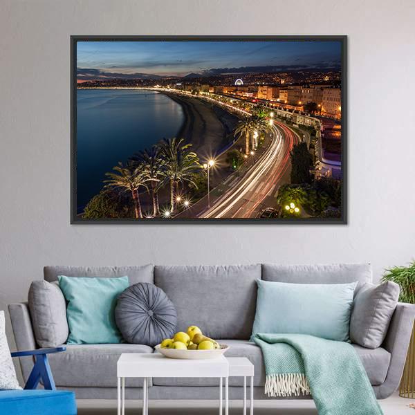 Cityscape Of Nice Canvas Wall Art-5 Horizontal-Gallery Wrap-22" x 12"-Tiaracle