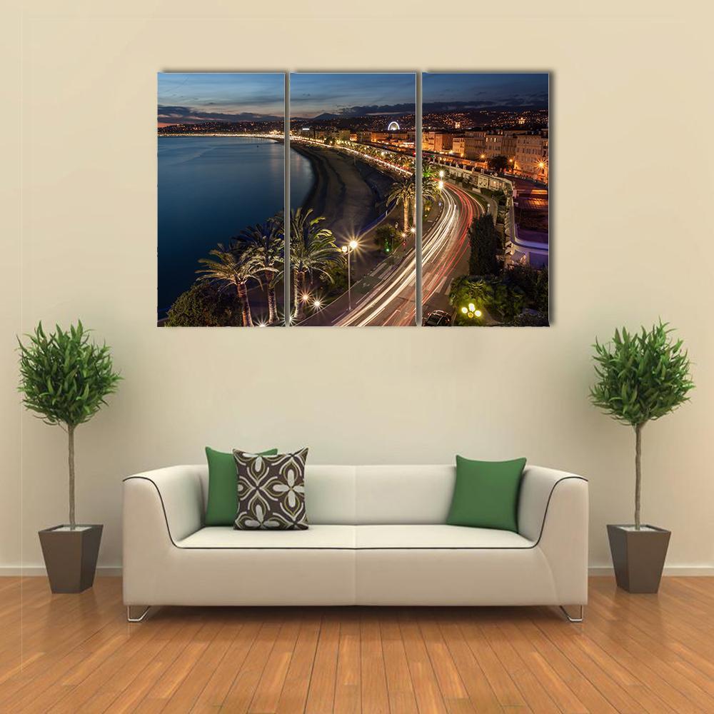 Cityscape Of Nice Canvas Wall Art-3 Horizontal-Gallery Wrap-37" x 24"-Tiaracle