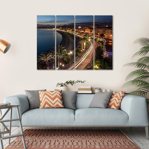 Cityscape Of Nice Canvas Wall Art-4 Horizontal-Gallery Wrap-34" x 24"-Tiaracle