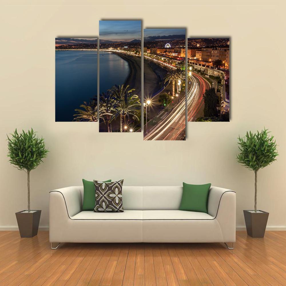 Cityscape Of Nice Canvas Wall Art-4 Pop-Gallery Wrap-50" x 32"-Tiaracle