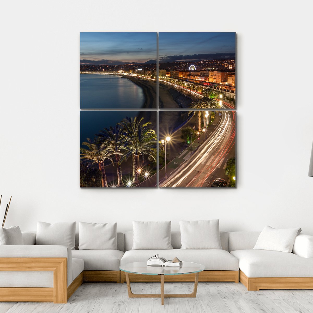 Cityscape Of Nice Canvas Wall Art-4 Square-Gallery Wrap-17" x 17"-Tiaracle