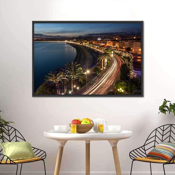 Cityscape Of Nice Canvas Wall Art-1 Piece-Floating Frame-24" x 16"-Tiaracle