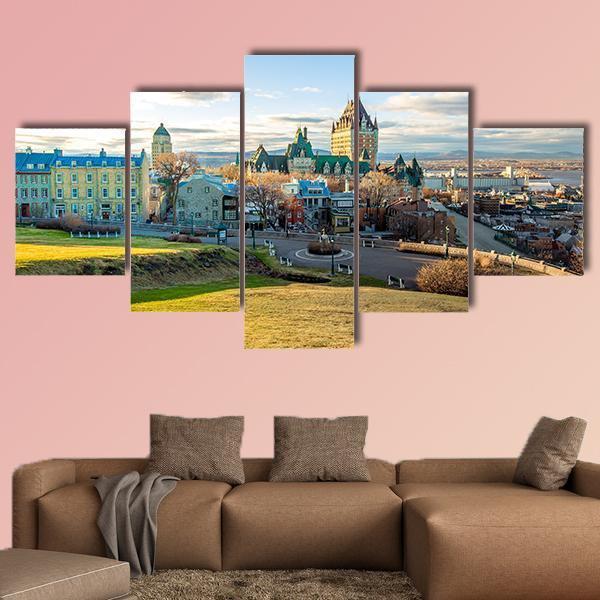 Cityscape Of Quebec Canvas Wall Art-5 Star-Gallery Wrap-62" x 32"-Tiaracle