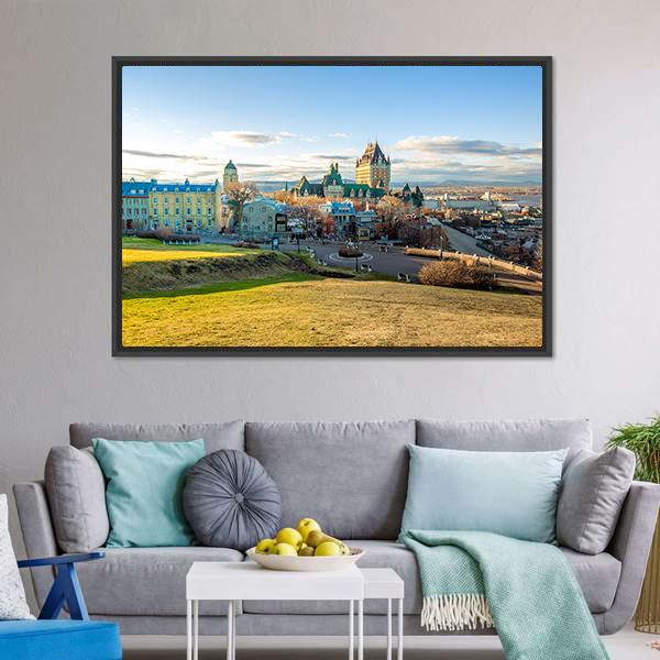 Cityscape Of Quebec Canvas Wall Art-3 Horizontal-Gallery Wrap-25&quot; x 16&quot;-Tiaracle