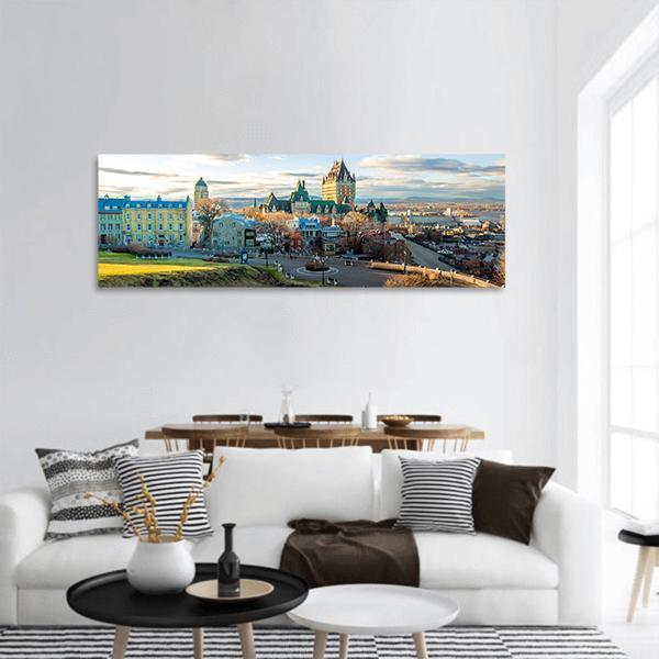 Cityscape Of Quebec Panoramic Canvas Wall Art-3 Piece-25" x 08"-Tiaracle