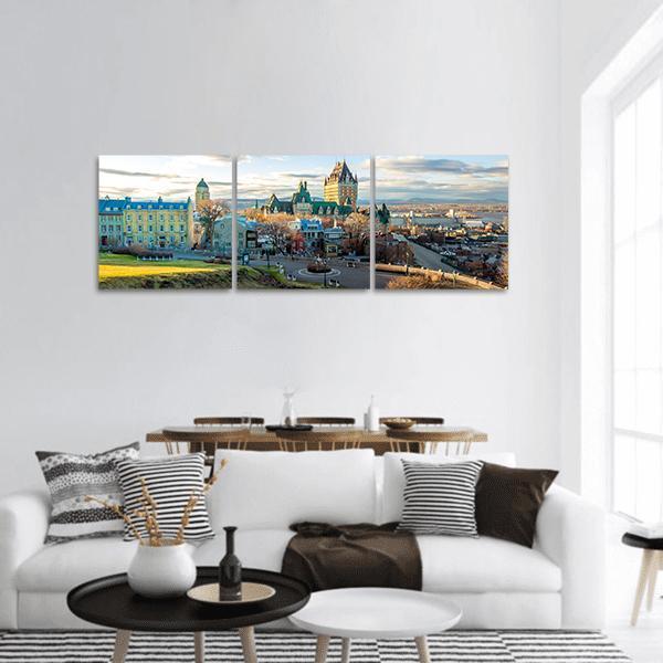 Cityscape Of Quebec Panoramic Canvas Wall Art-3 Piece-25" x 08"-Tiaracle