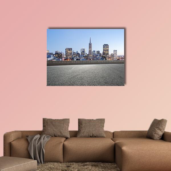 Cityscape Of San Francisco Canvas Wall Art-1 Piece-Gallery Wrap-48" x 32"-Tiaracle