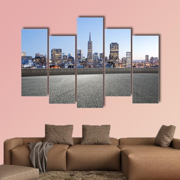 Cityscape Of San Francisco Canvas Wall Art-5 Pop-Gallery Wrap-47" x 32"-Tiaracle