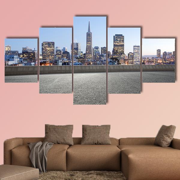Cityscape Of San Francisco Canvas Wall Art-5 Star-Gallery Wrap-62" x 32"-Tiaracle